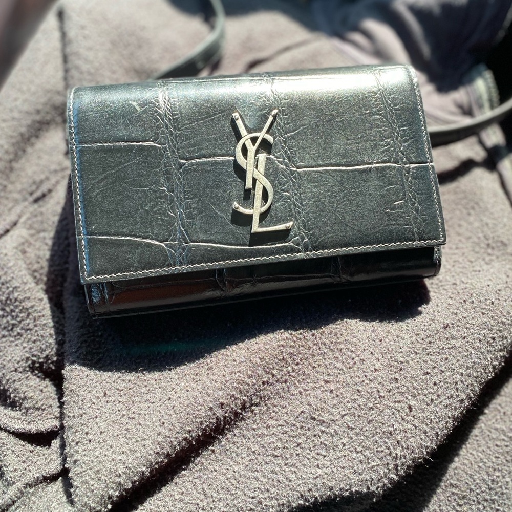 Ysl Yves Saint Laurent Kate Belt Bag Embossed Leather Gem
